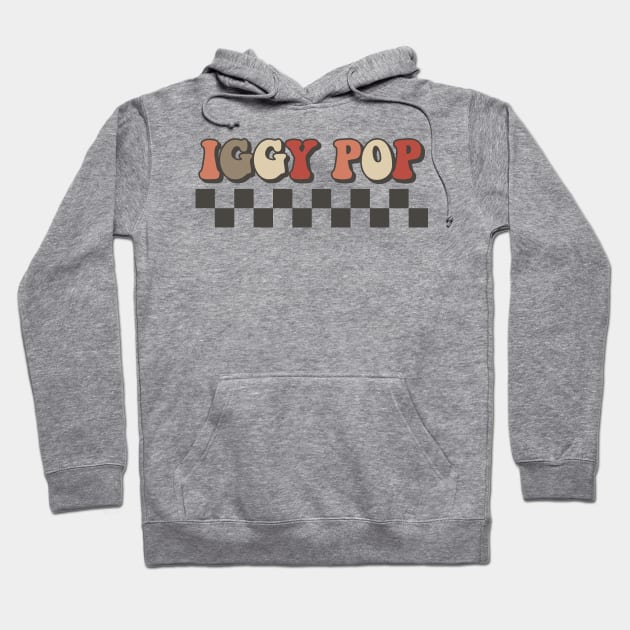 Iggy Pop Checkered Retro Groovy Style Hoodie by Lucas Bearmonster